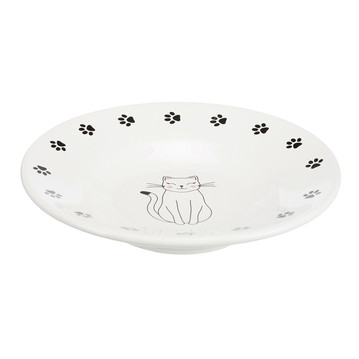 Trixie Bowl, flat, cat/paws, ceramic, 0,2 l/15cm, white