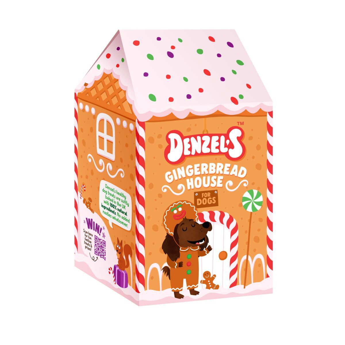 Denzel’s Gingerbread House Gaveeske til Hund med Julegodteri - Julegodteri til hund