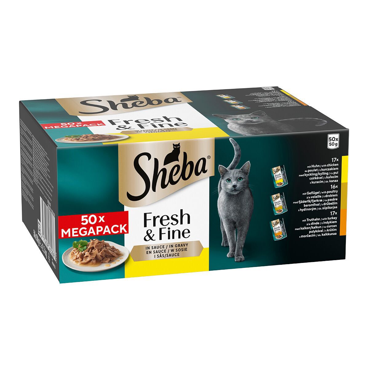 Sheba Fresh & Fine Våtfôr til Katt i Saus 50x50 g