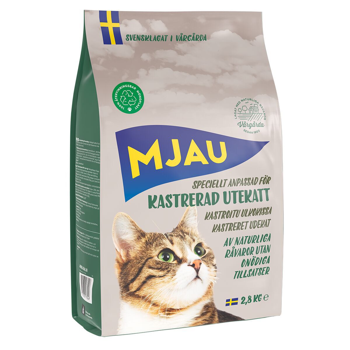 Mjau Kastrert Utekatt Tørrfôr til Katt 2,8 kg - Kattemat til utekatt